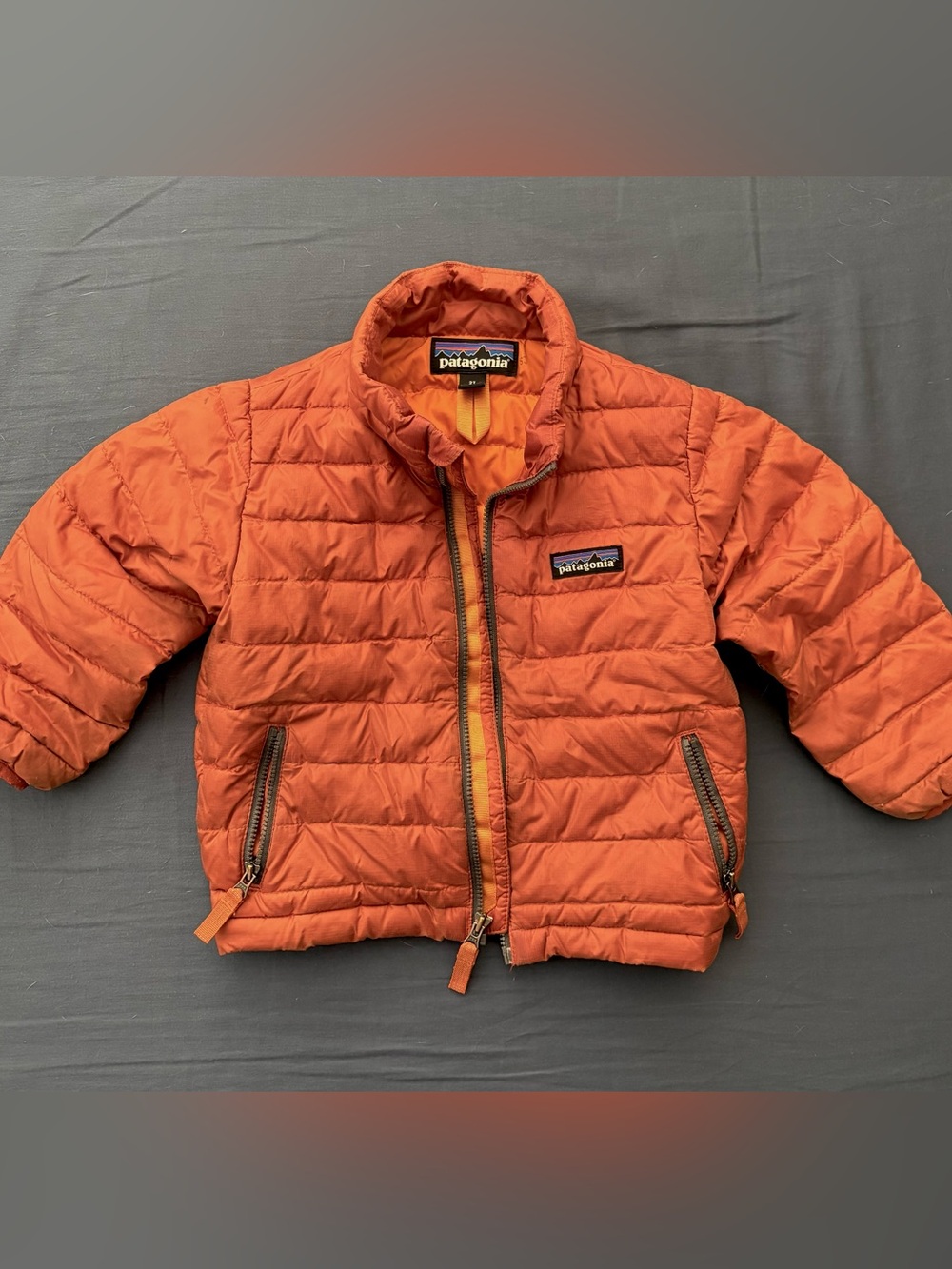 Patagonia Kids Rust-Orange Quilted Puffer Down Jacket